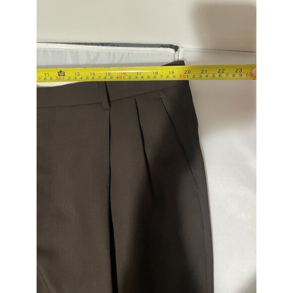 Pronto Uomo Mens Dress Pants 40W 100% Wool Flat Front Brown - Picture 9 of 14